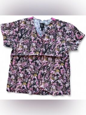 Pink Camo Med Couture Scrub Top Size SM
